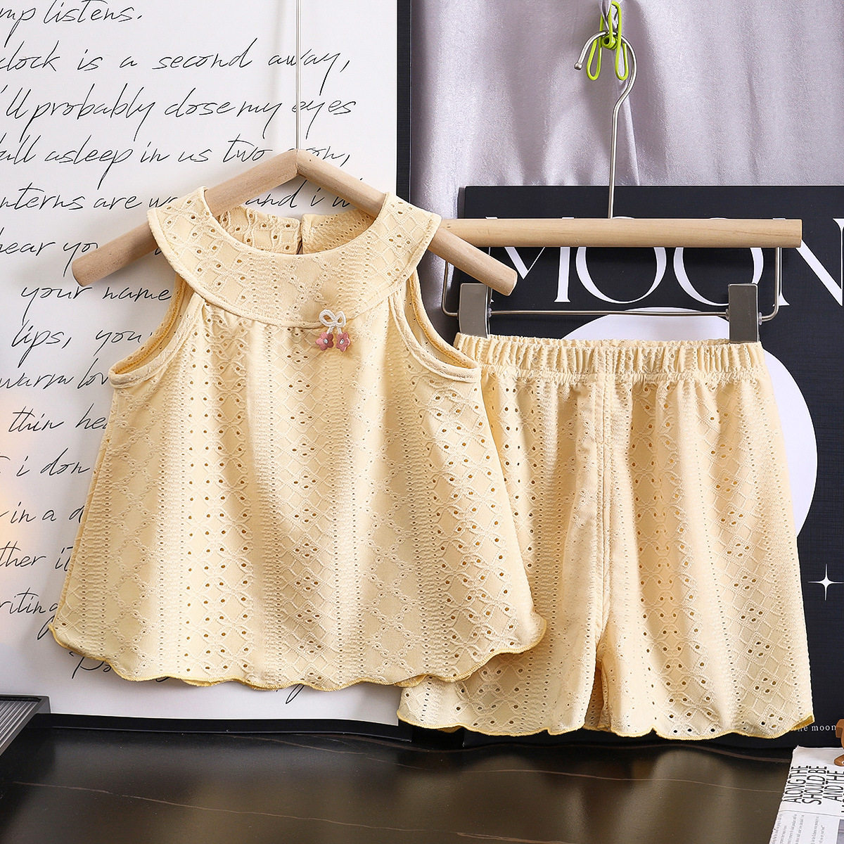 Korean Princess Style Kids' Thin Vest, Cute Baby Girl Sleeveless Halter Top, Cool Breathable Set