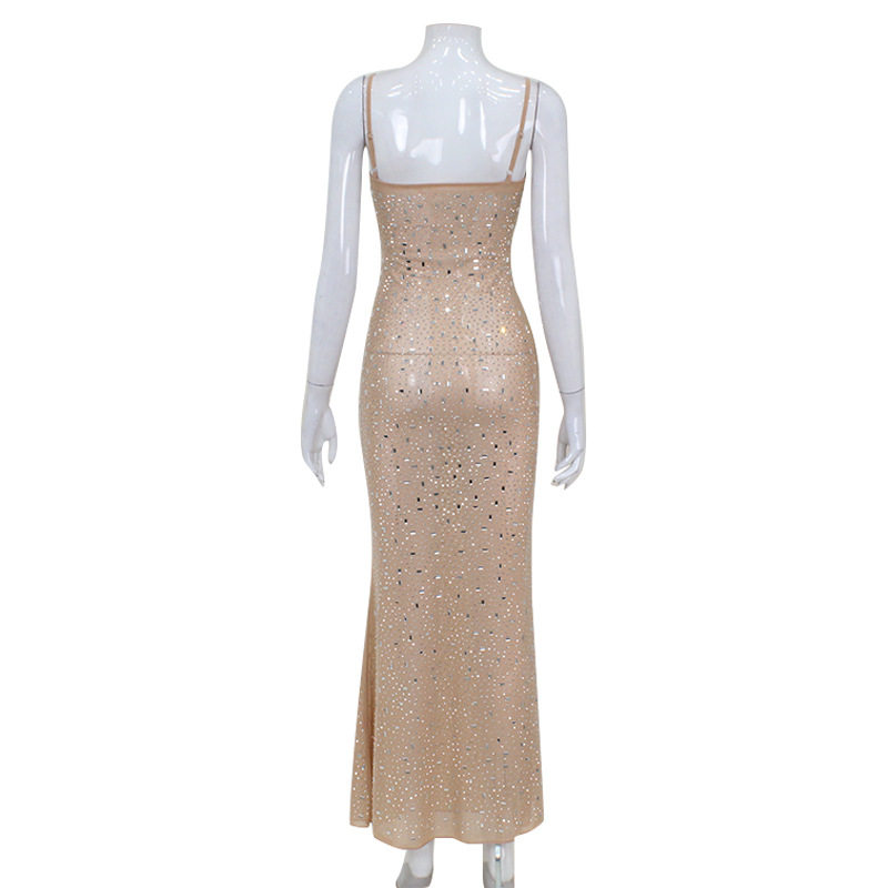 Sexy High Waisted Rhinestone Mermaid Maxi Dress Elegant Sleeveless Design Perfect for Evening Events Wholesale Available