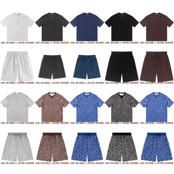 Cross-border. Correct Version. High Version D&G L&V Fendi 26S New Monogram Jacquard Short Sleeve T-Shirt