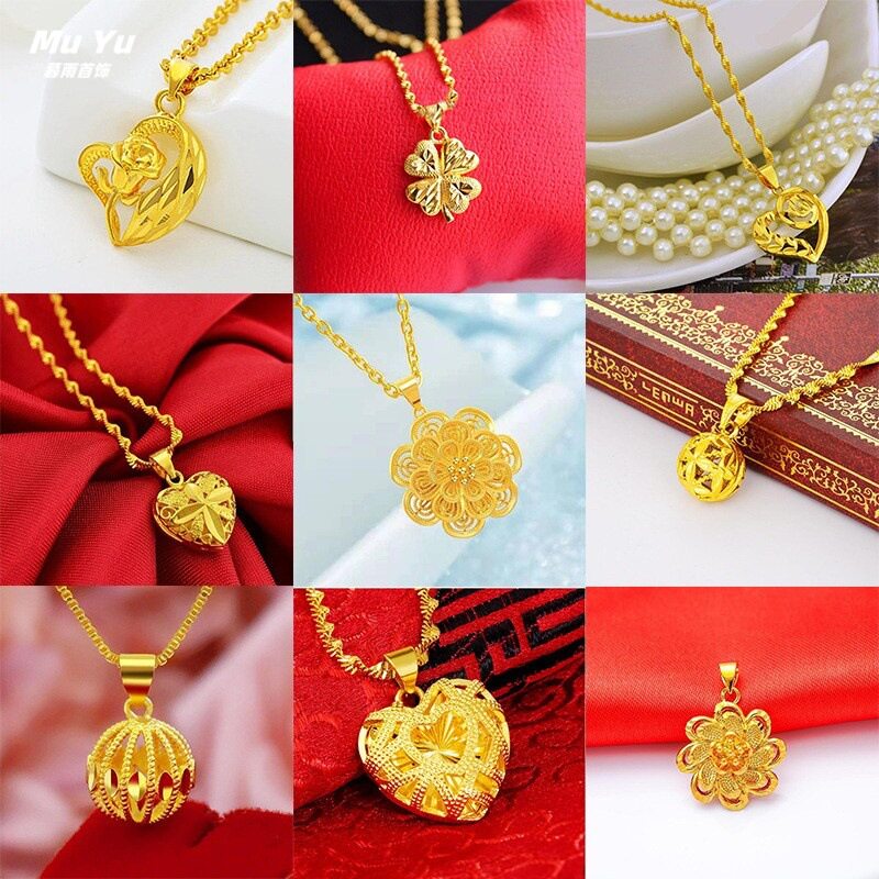 Xiaohongshu Style Rich Flower Pendant Clavicle Chain Love Rose Necklace Gold-Plated Clover Necklace Wholesale Supply