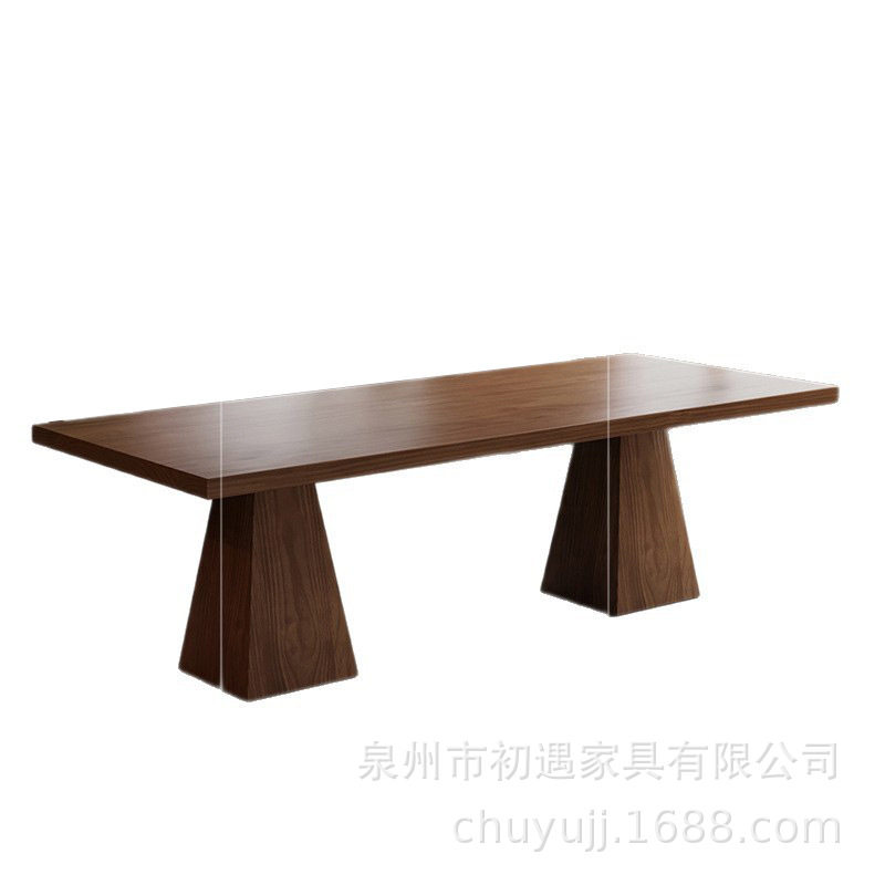 北欧全实木餐桌家用工业风小户型方桌咖啡桌商用餐饮桌椅原木桌子
