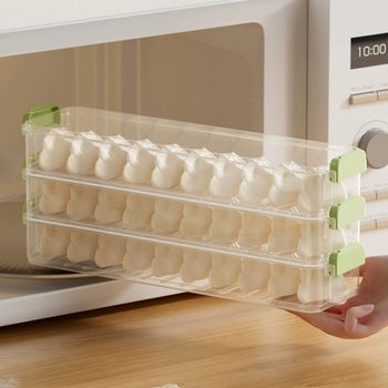 Dumpling Box Refrigerator Freezer Storage Box for Dumplings and Wontons, Multi-Layer Transparent Food-Grade Freezer Box, Stackable