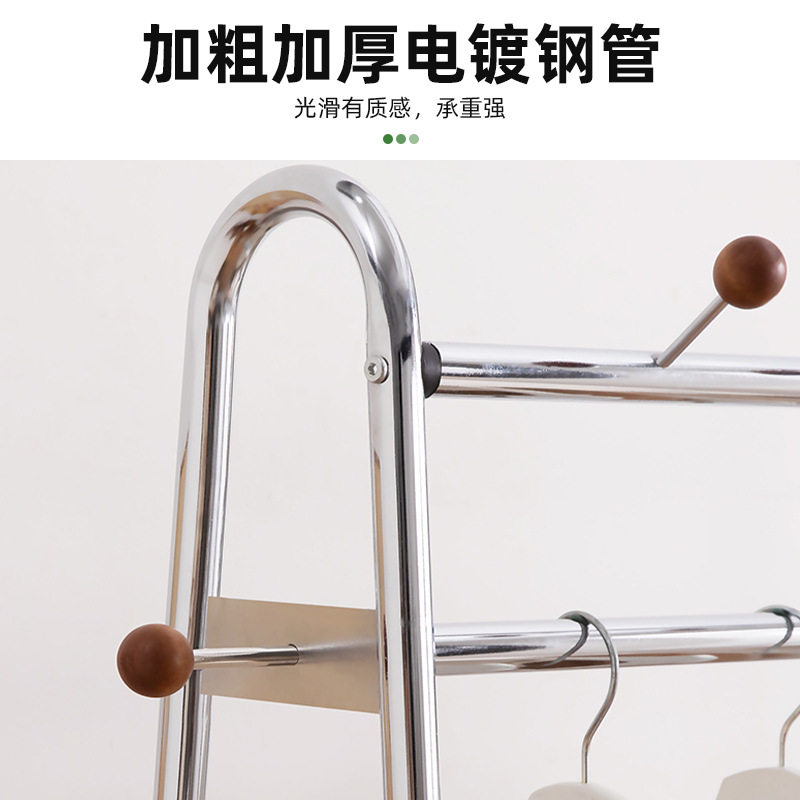 Solid Wood Coat Rack, Floor-Standing Bedroom Clothes Rack, Simple Household Movable Storage Rack, Lazy Clothes Rack, Wow