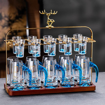 Entry Luxury High-end Blue Mountain Wine Glass High-end Wine Set Household Decorator with Scale Delicate One-sip Bullet Cup