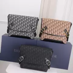 Direct supply to cross-border classic D brand: Embroidered Jett messenger bag, Oblique jacquard flap crossbody men's bag