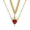 Amazon's Hot-Selling Product: One-Arrow-Through-Heart Ruby Heart Necklace, Copper Inlaid with Zircon, 18K Gold-Plated Clavicle Chain for Couples