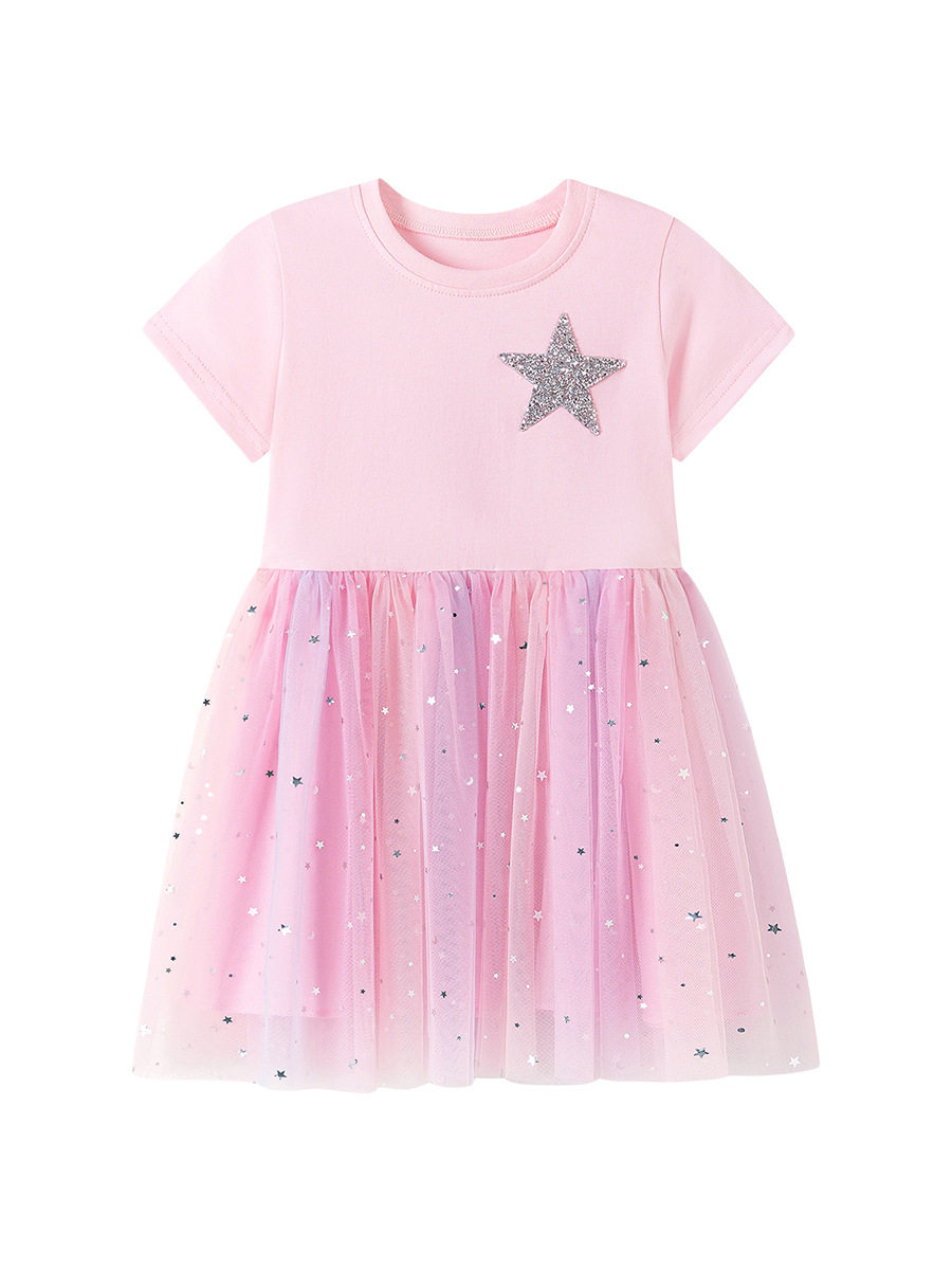 Summer Short-sleeve Girls' Dress, Cute Tulle Kids' Skirt, Stylish Princess Dress