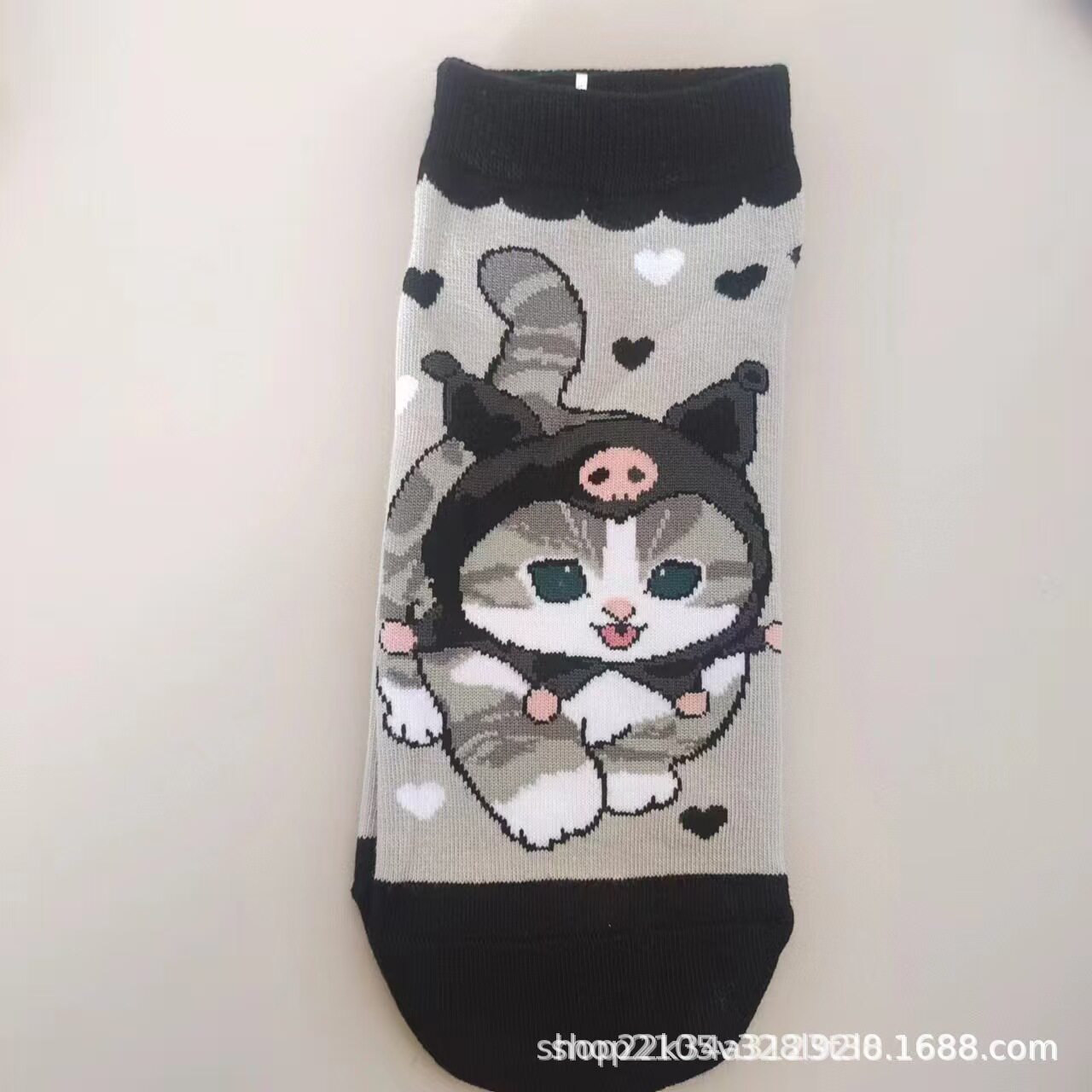 日单mofusand鲨鱼猫库存炸虾猫系列外贸出口女卡通棉袜短袜可爱袜