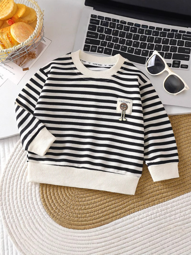Children's Striped Hoodie, New Spring & Autumn Collection, Boys' Long-Sleeve Pullover, Girls' Casual Outerwear Top