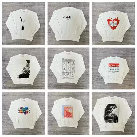 Cross-Border Maison Margiela Mm6 High-Quality Embroidered Letter Round Neck Long-Sleeved Terry Sweatshirt for Men