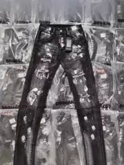 D2 Ripped Patch Graffiti Letter Luxury Jeans Men's Trendy Brand Splatter Slim Fit Stretch Skinny Pants