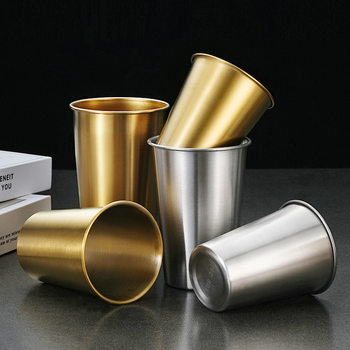 304 Stainless Steel Single-Layer Cup 350ml Beer Cup Household Water Cup Mouth Cup Commercial Direct Drinking Cup Outdoor Cold Drink Cup