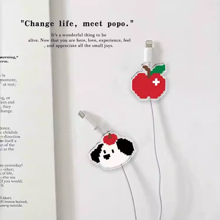 Pixel Small World Desktop Organizer Punch-Free Wall Data Cable Holder Mobile Phone Charging Cable Buckle Wall Hanging