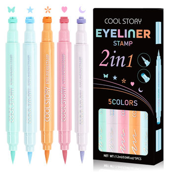 Colored Eyeliner Set of 5 Coolstory Double-Ended Seal Eyeliner Painted Long-Lasting Quick-Drying Waterproof and Sweat-Proof Cross-Border