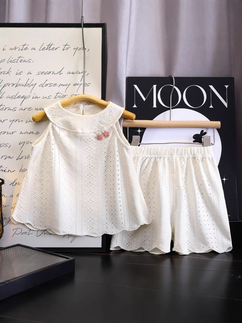 Korean Princess Style Kids' Thin Vest, Cute Baby Girl Sleeveless Halter Top, Cool Breathable Set