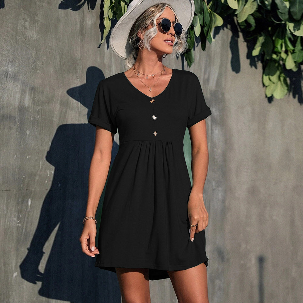 V Neck A Line Dress Solid Color Minimalist Style Elegant Fit Perfect for Work or Casual Occasions Wholesale