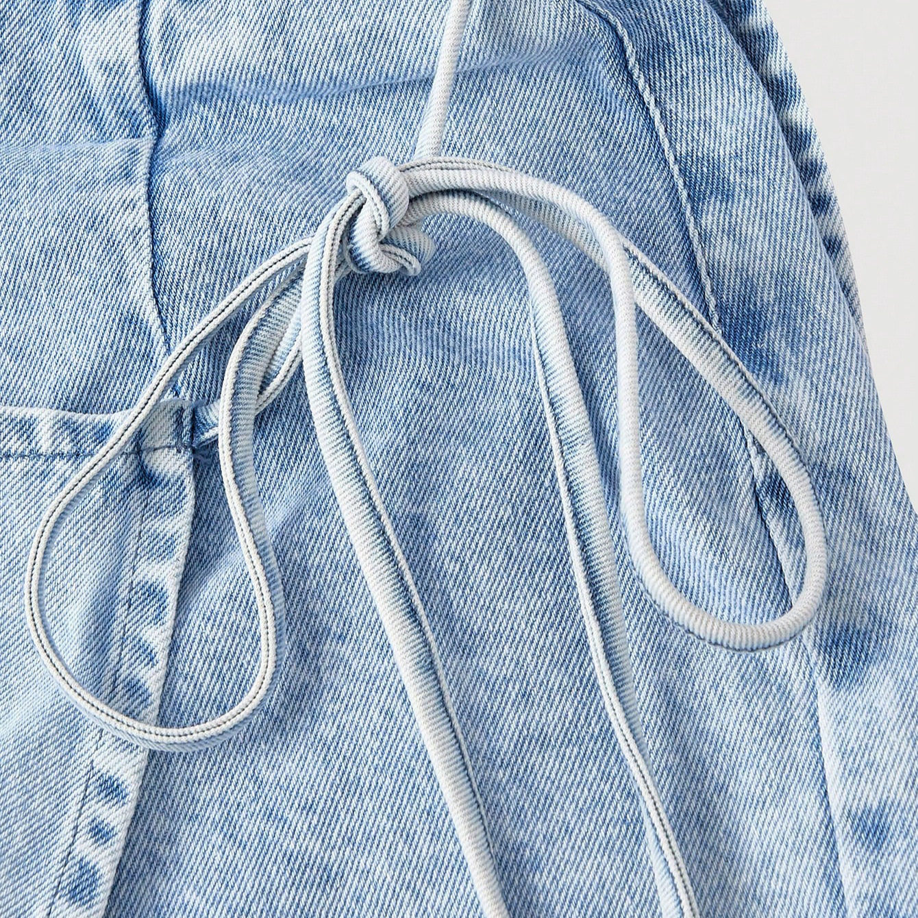 Womens Denim Set Casual Style Lace Up Design Comfortable Fit Perfect for Everyday Wear Ready to Ship