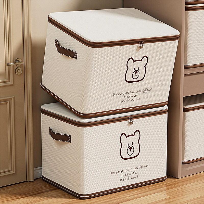 Jz Little Bear Dustproof and Moisture-Proof Foldable Storage Box for Home Use, Clothes Organizing Magic Tool, Wardrobe Quilt Seasonal Storage Basket