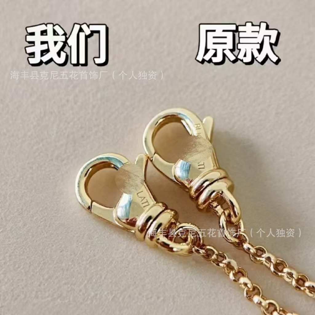 Buchi Classic Palace Style Double-Sided Four-Leaf Clover Lace Floral Necklace Niche Design Earrings High-End Clavicle Chain