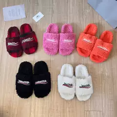 2026 Autumn and Winter Flat-Soled Outdoor Slippers in Candy Colors with Large Size Embroidered Letters and a High-End Feel for Women
