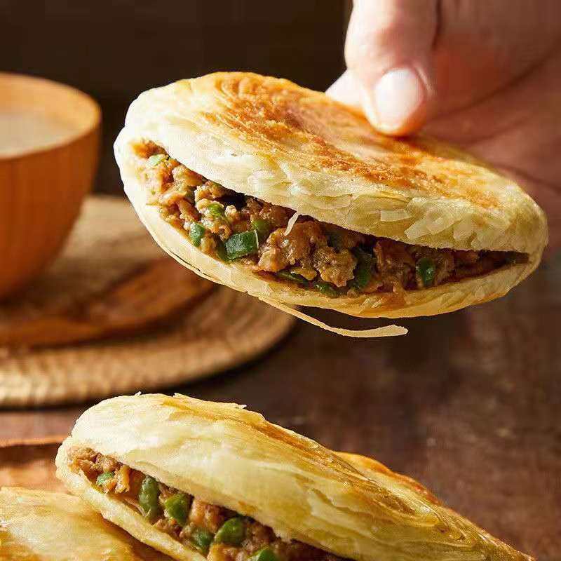 Missing Pork Cake Shaanxi Flavor Crispy Pie Home Instant Breakfast Semi-finished Products Pancake Pancake Bougamo