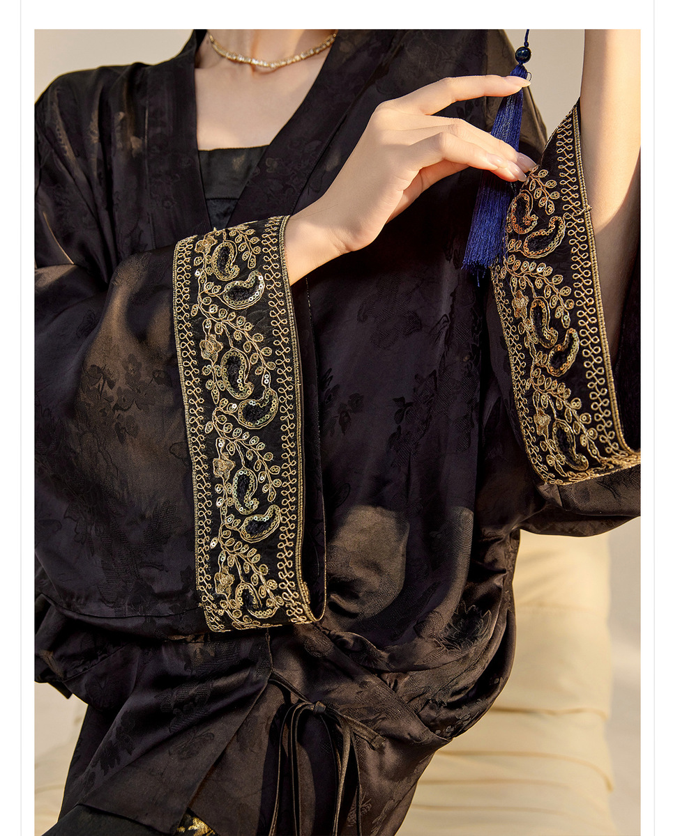 Set áo sơ mi dệt hoa in họa tiết kèm váy yếm dáng dài nữ tính — Áo khoác Jacquard (giao hàng trong 7 ngày), Áo khoác Jacquard (giao hàng trong ngày), Váy yếm (giao hàng trong 7 ngày), Váy yếm (giao ngay trong ngày)