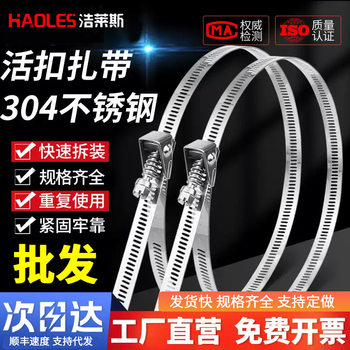 Haolaisi 304 stainless steel quick release throat band 12.7 wide communication cable locking buckle releasable cable tie 0.6 thick
