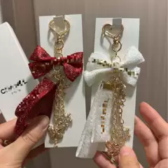 Fragrant Vic Counter Gift Bow Keychain DIY Pendant for Women, New Fashion Ribbon Rhinestone Charm