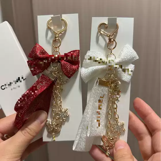 Fragrant Vic Counter Gift Bow Keychain DIY Pendant for Women, New Fashion Ribbon Rhinestone Charm