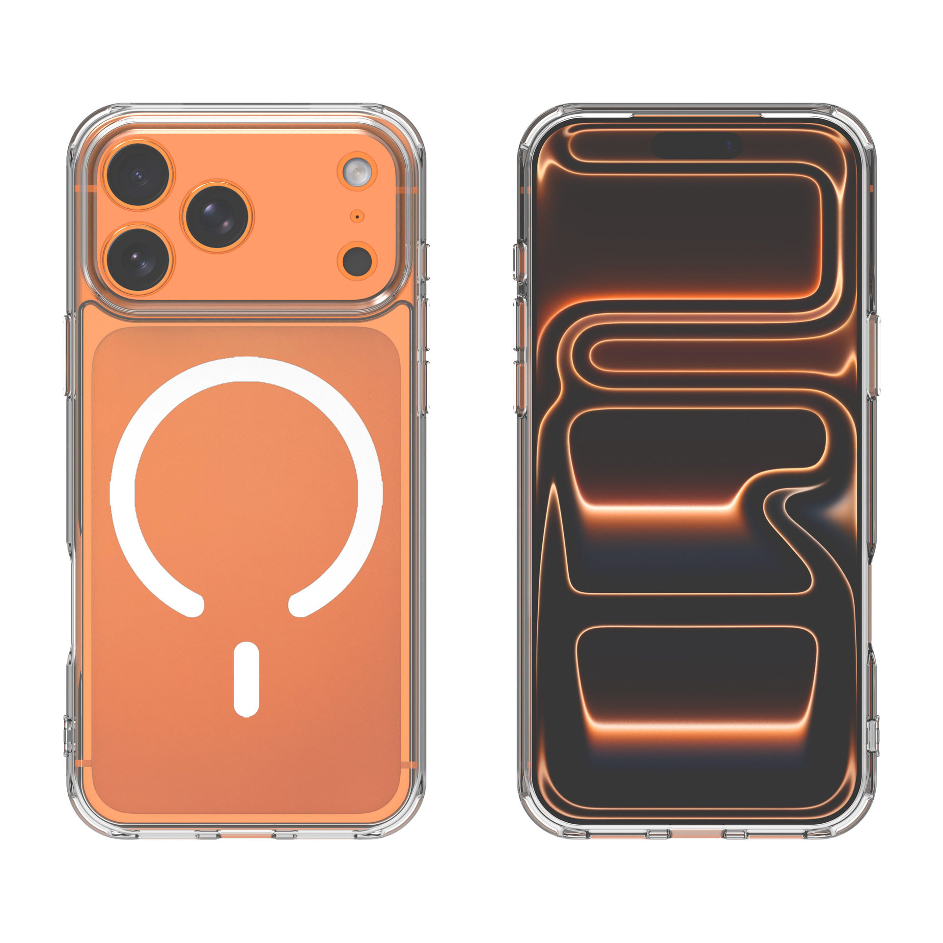 Suitable for Apple 17Promax Transparent Magnetic Phone Case Iphone16 Transparent Tup+Pc Two-In-One Protective Case