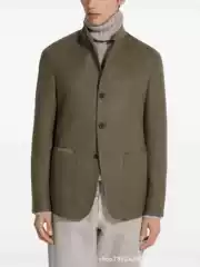 Europe-Z Asia 2025 Spring and Autumn New Fashion Mulberry Silk Wool Blended Business Stand Collar Jacket Men's Jacket Trendy