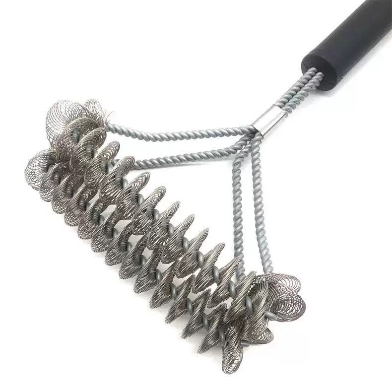 Cross-Border New Barbecue Tool Cleaning Brush Spring Brush Head Wire Brush Barbecue Grill Net Barbecue Grill Cleaning Brush
