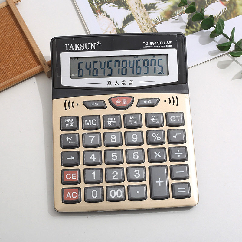 批发语音计算器 真人发音 大屏幕办公台式大号计算机 德信TG880