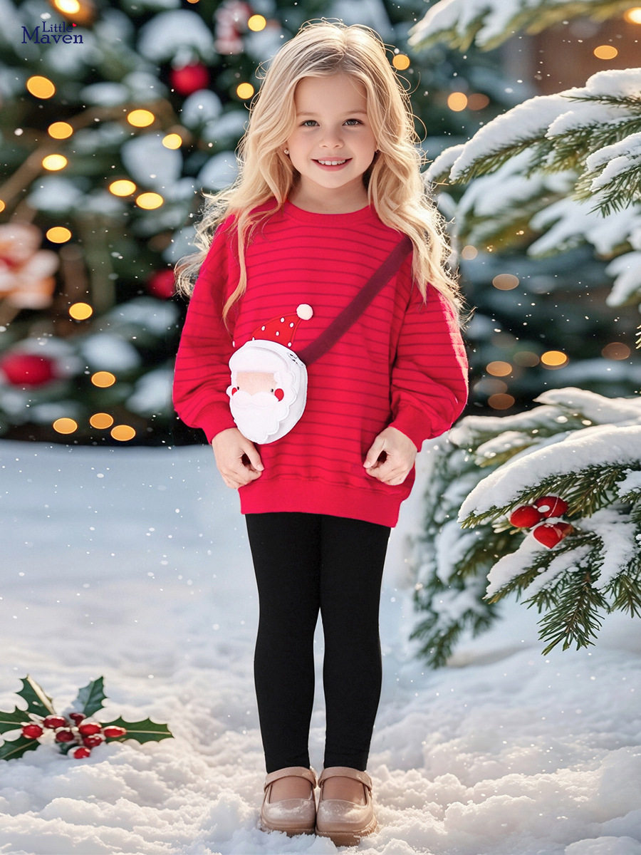 Christmas Style Girls' Hoodie, Autumn Long-Sleeve Top, Baby Cute Cotton Sweatshirt