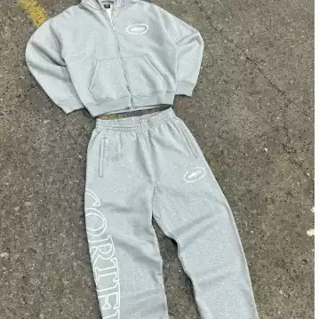 Cor Sweatshirt Zipper Suit Export New Threaded Hem Men's and Women's Casual Sports Suit Crtz Sweatshirt and Sweatpants