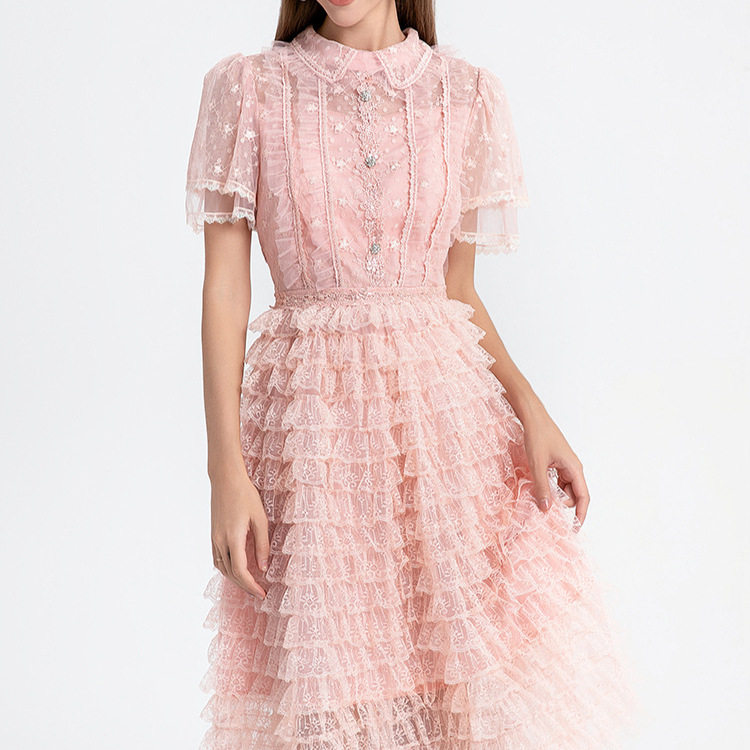 Floral Sequin Embellished Maxi Dress Ruffled Hem Bell Sleeves Elegant Design Summer Fashion for Women Wholesale