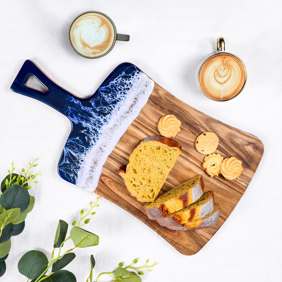 Acacia Wood Cutting Board, Wave Resin Cookware, Whole Wood Steak, Fruit, Bread Chopping Board, Kitchen Supplies