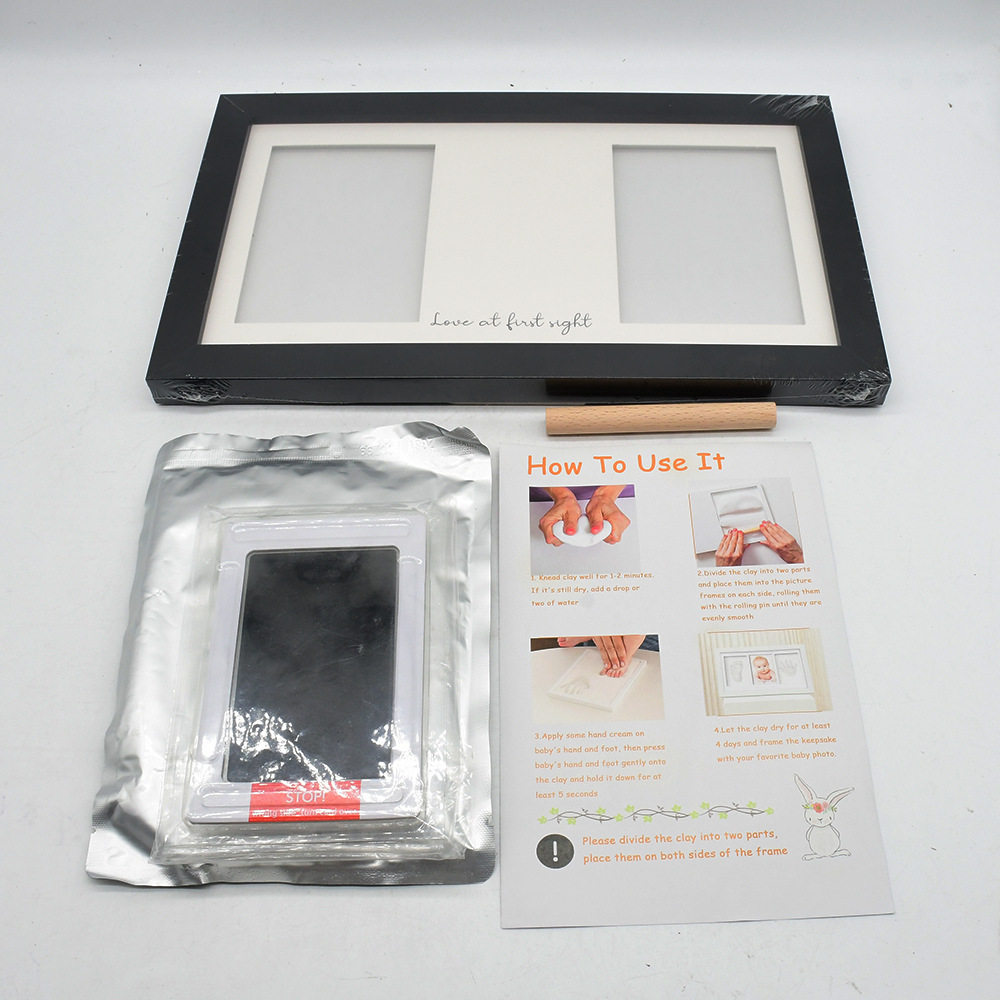 Triple-Link Ink Pad Photo Frame for Baby's Hand and Foot Prints, Commemorating Children's Full Moon Hand and Foot Prints, Triple-Link Creative Design