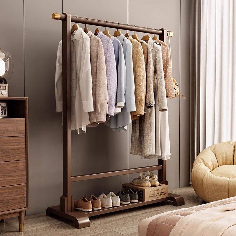 Clothes Rack Floor-Standing Bedroom Simple Indoor Clothes Hanging Rod Household Coat Rack Simple Modern Solid Wood Clothes Hanging Rack