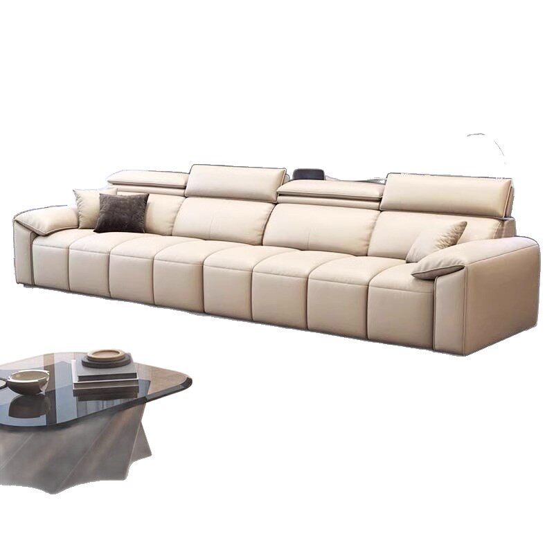 意式极简真皮沙发头层牛皮小户型客厅高级感沙发钢琴键直排三人位