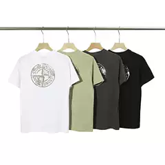 Cross-Border Foreign Trade Stone Island Compass Embroidery Logo Printed Lettering Round Neck Raglan Short-Sleeve T-Shirt Loose Fit