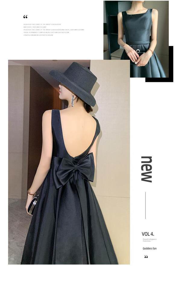 Váy Dạ Hội Nữ Phong Cách Hepburn Dự Tiệc Sinh Nhật dáng chữ A Chiết Eo Màu Đen chi tiết 9