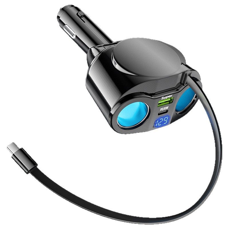 Car Charger 120W Super Fast Charging One to Five Car Cigarette Lighter Conversion Plug One to Two Fast Socket