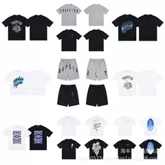 Cross-border Foreign Trade Trapstar Classic Short-sleeved T-shirt Rainbow New Letter Embroidered Loose Men's and Women's Base Shirt