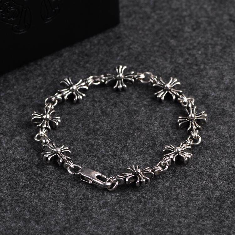 Punk Style New Cross retro distressed copper silver plated bracelet high-grade sense niche bracelet