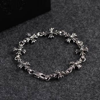 Punk Style New Cross retro distressed copper silver plated bracelet high-grade sense niche bracelet