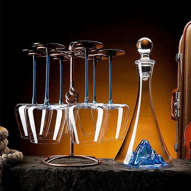 Burgundy Red Wine Glass Set for Home Use, Light Luxury, High-Value Decanter, French Creative Blue Wine Glass Manufacturer