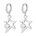 Steel color star-shaped earrings with beads ms-649b