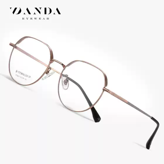 New Pure Titanium Glasses Artistic Retro Polygon Flat Mirror ST6225 Large Frame Mirror Frame for Myopia Women