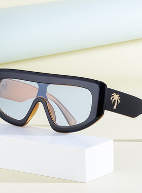 大框防风欧美时尚一体大框太阳镜女潮运动骑行防风墨镜透明框